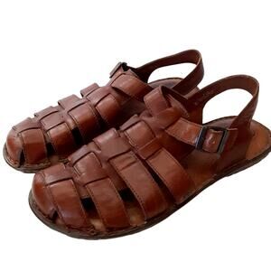 Born Mens Fisherman Sandals Genuine Leather Brown Slip On Shoes Mens 9 Beach